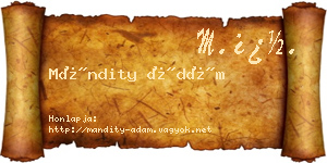 Mándity Ádám névjegykártya